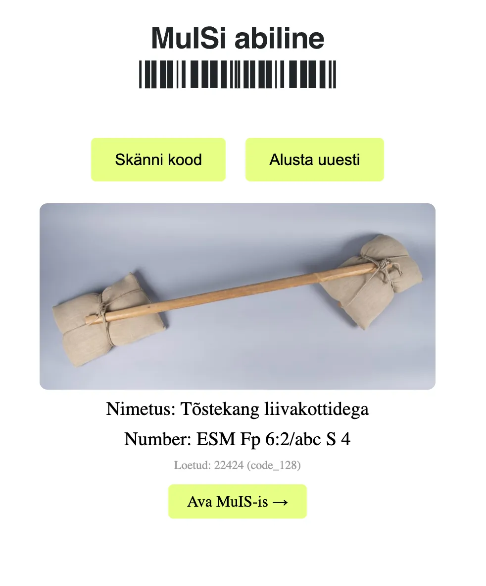 MuIS Scan vaade